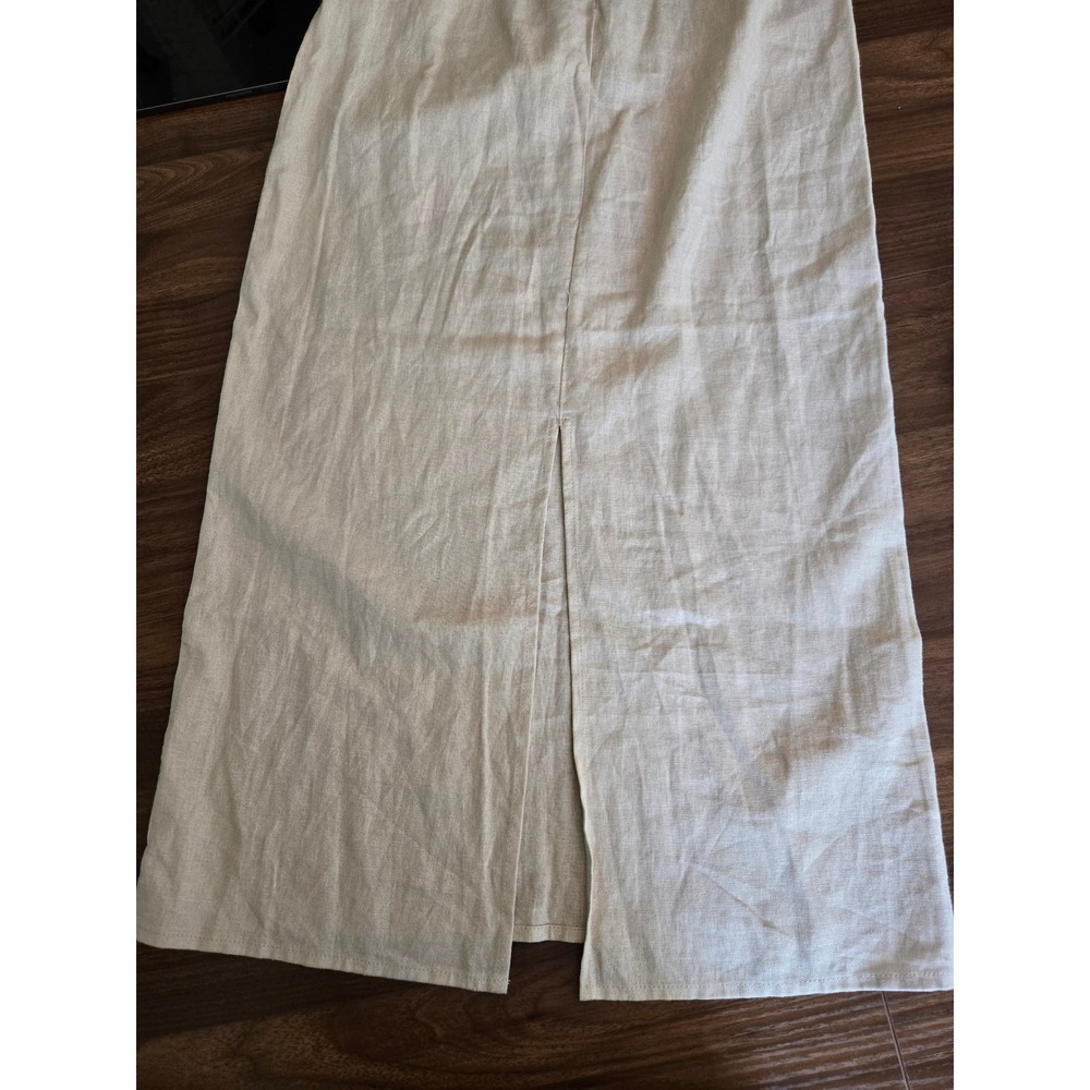 House of Harlow 1960 Linen Blend 2 Piece Crop Top Maxi Skirt Set Beige XS - Picture 8 of 8